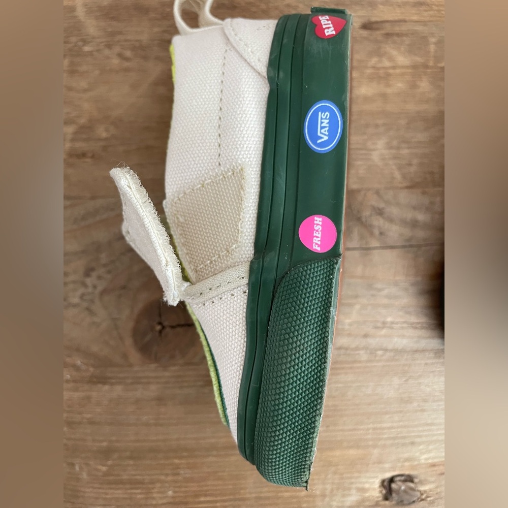Vans: Toddler Green and Cream Avocado Slip-On Shoes - Picture 4 of 16